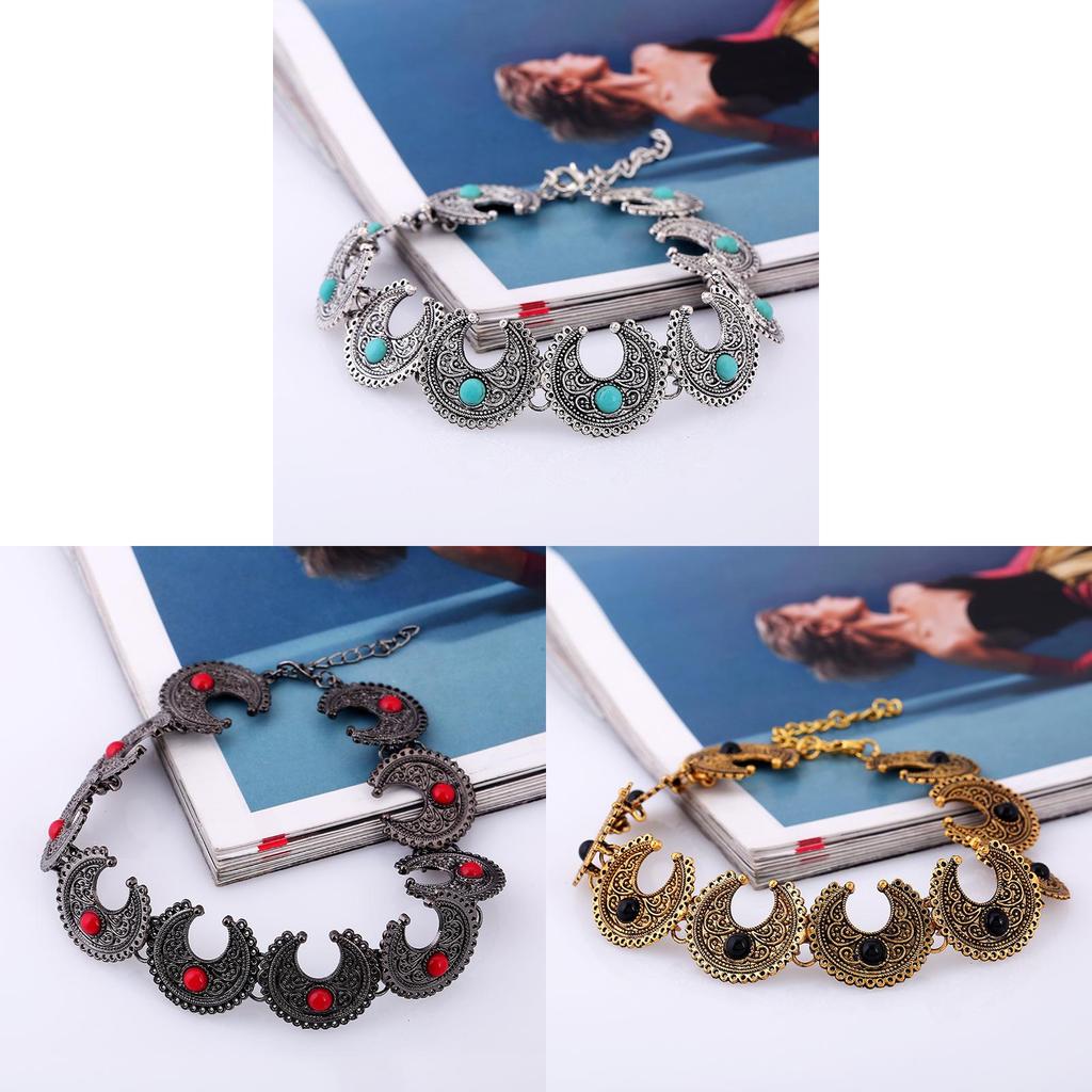 Bohemian Style Necklace Alloy Geometric Artificial Turquoise Jewelry For Casual And Gift Use