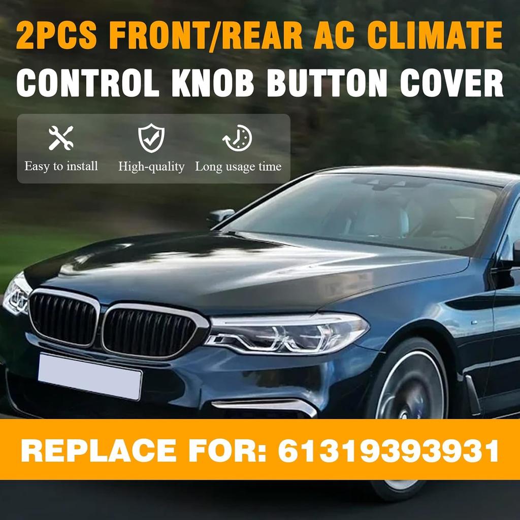 2Pcs Front/Rear AC Climate Control Knob Button Cover Compatible with BMW 5 6 7 Series X5 2014-2018 X6 2014- Replace for 61319393931