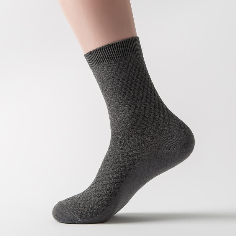 Męskie Skarpetki Casual z Włókna Bambusowego Oddychające Skarpetki Średniej Długości dla Biznesmena