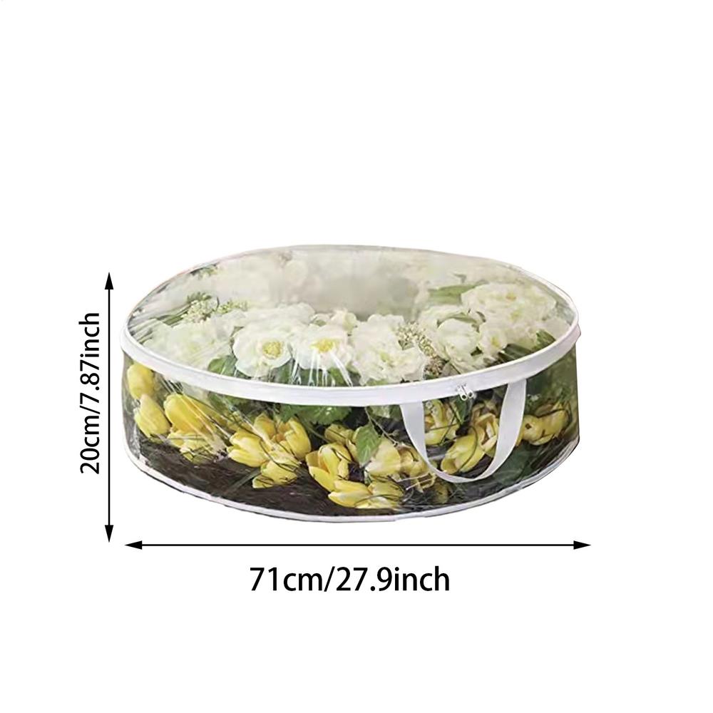 Christmas Wreath Storage Bag Lattice Wreath Dustproof Bag Seasonal Holiday Wreath Storage Container with Handle and Zipper