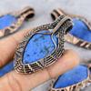 Dumortierite Gemstone Pure Copper Wire Wrap Handmade Jewelry Pendant