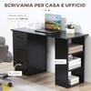 Modern Desk In Wood with 3 Drawers and 3 Shelves for Bedroom and Office, 120x49x72cm, Black
