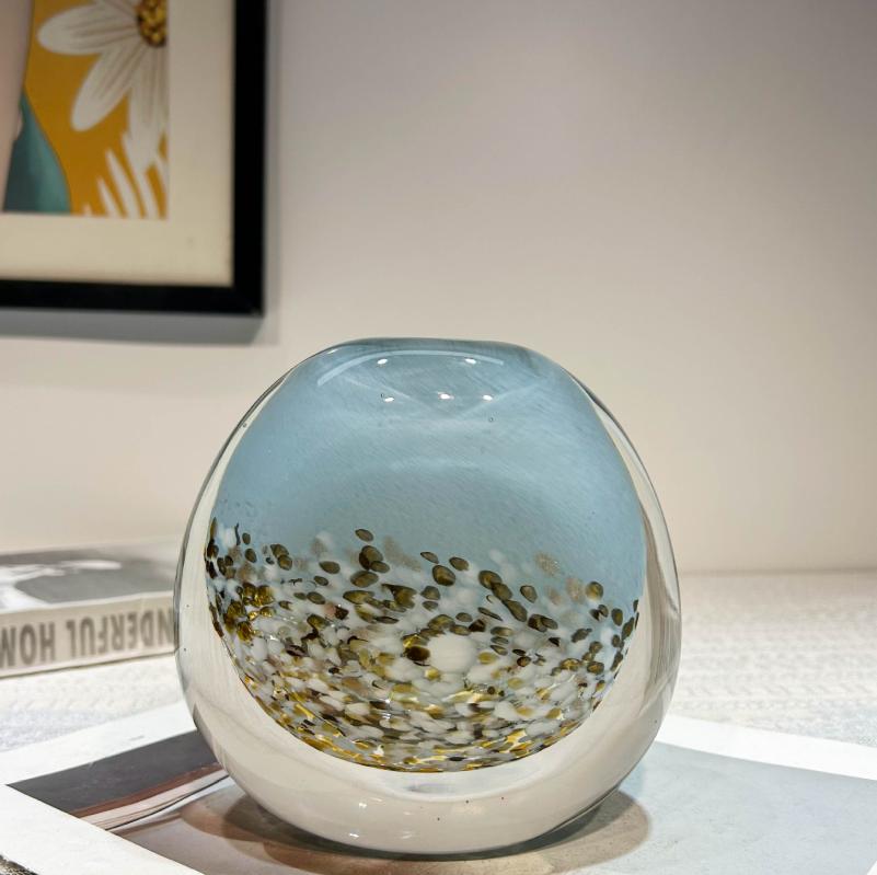 Gradient Bestreute Goldene Runde Glasvase, Blumenarrangement, Hydrokultur-Vase, Glasbehälter, Wohnzimmer-Dekorationsobjekt