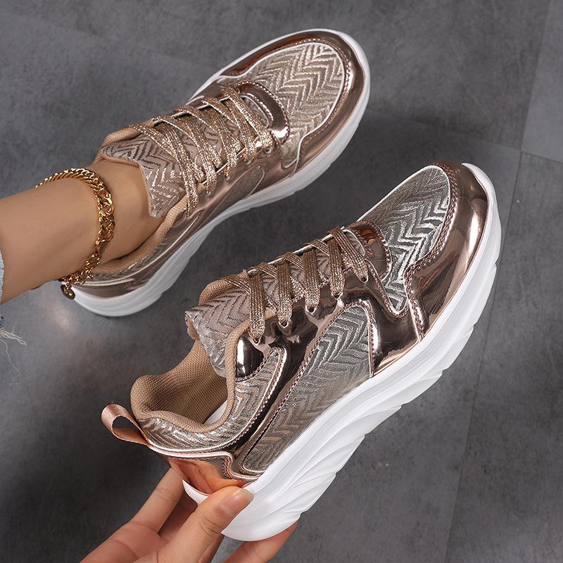 New large-size fashionable European and American style spring color matching sequins personalized flat-bottomed casual board shoes