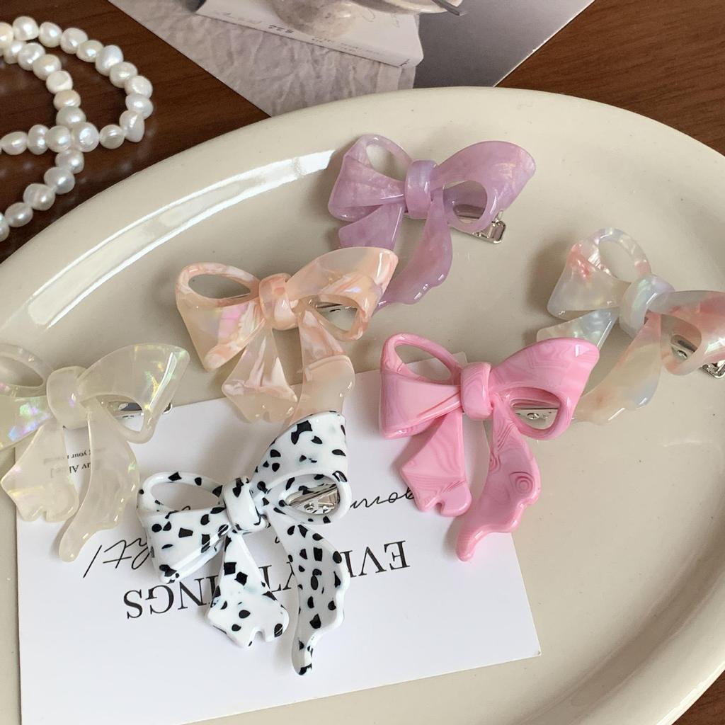 High-End Pink Bow Acetate Hairpin for Women and Babies