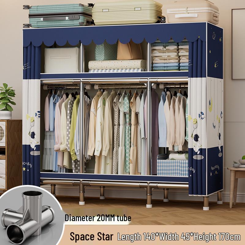 Sturdy Reinforced Steel Frame Fabric Wardrobe for Home & Bedroom Use
