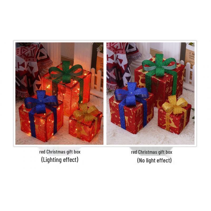 Cross-Border Christmas Luminous Gift Box Set: Outdoor Decorative Lights for Courtyard & Mall Display