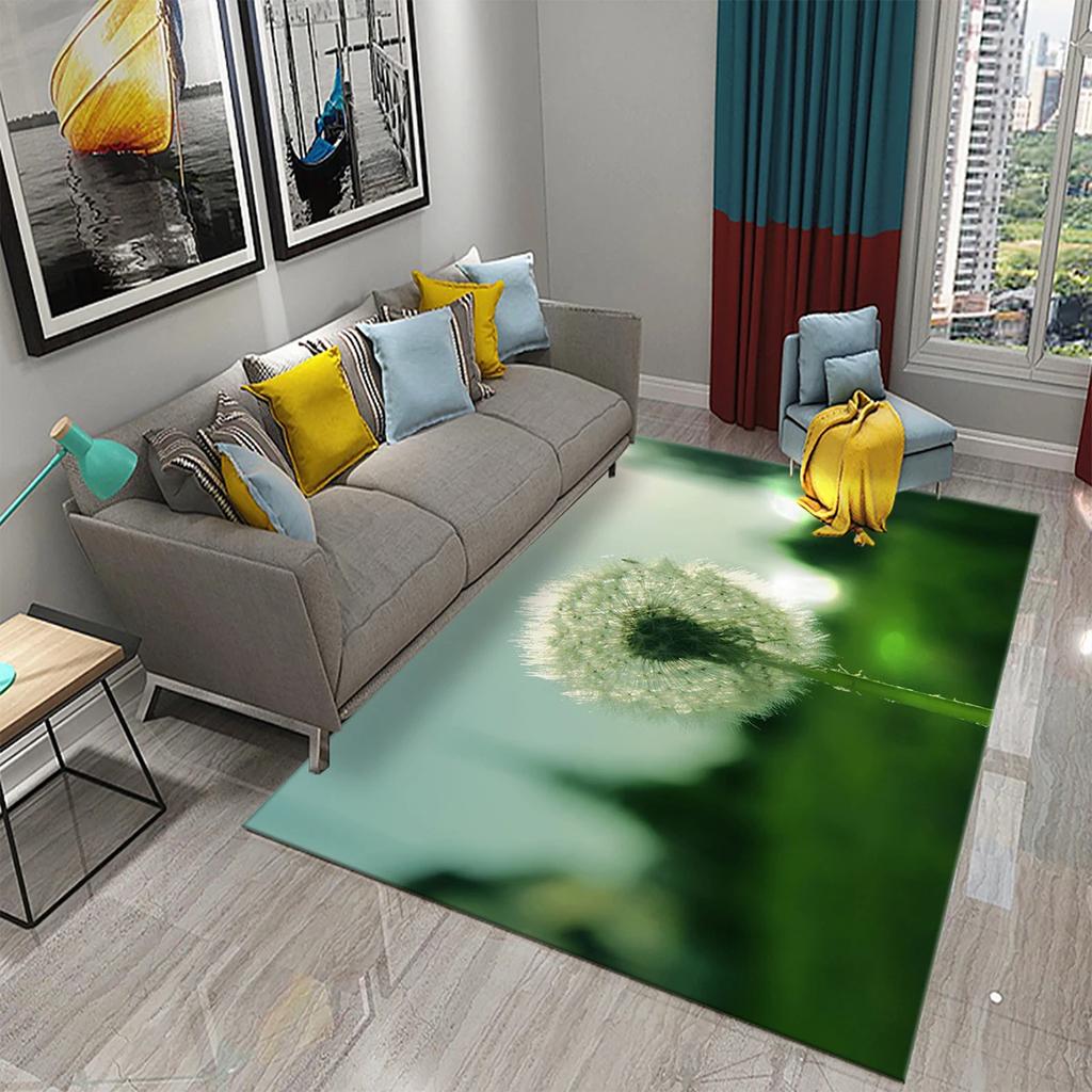 3D Löwenzahn Muster Teppich Fußmatte Rutschfest Badezimmer Schlafzimmer Wohnzimmer Teppich Fußmatte Küche Hauseingang Bodendekor Geschenke