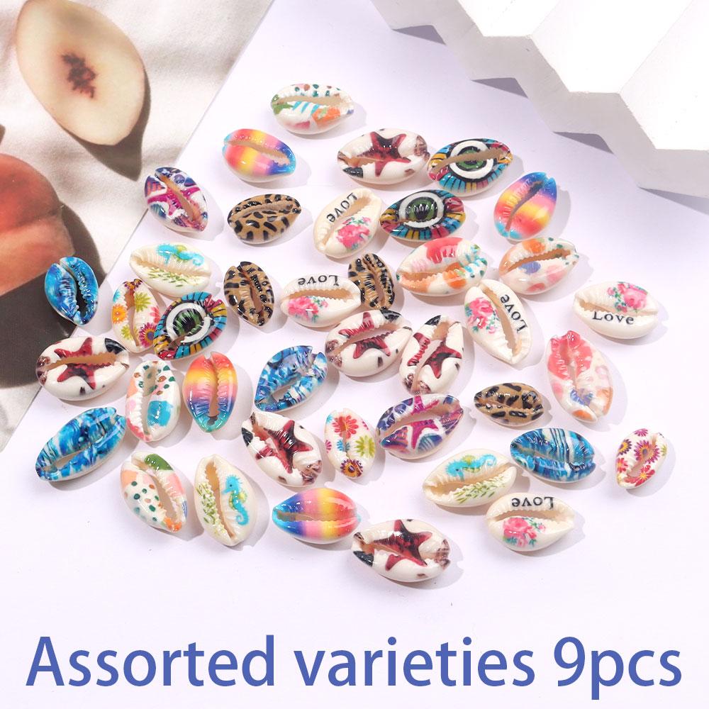 4/9/15 buc Margele Decorative Pictate din Material Scoică, Scoică Colorată Neporoasă Scoică Ocean Margele Vrac pentru Confecționarea Bijuteriilor Interval Be