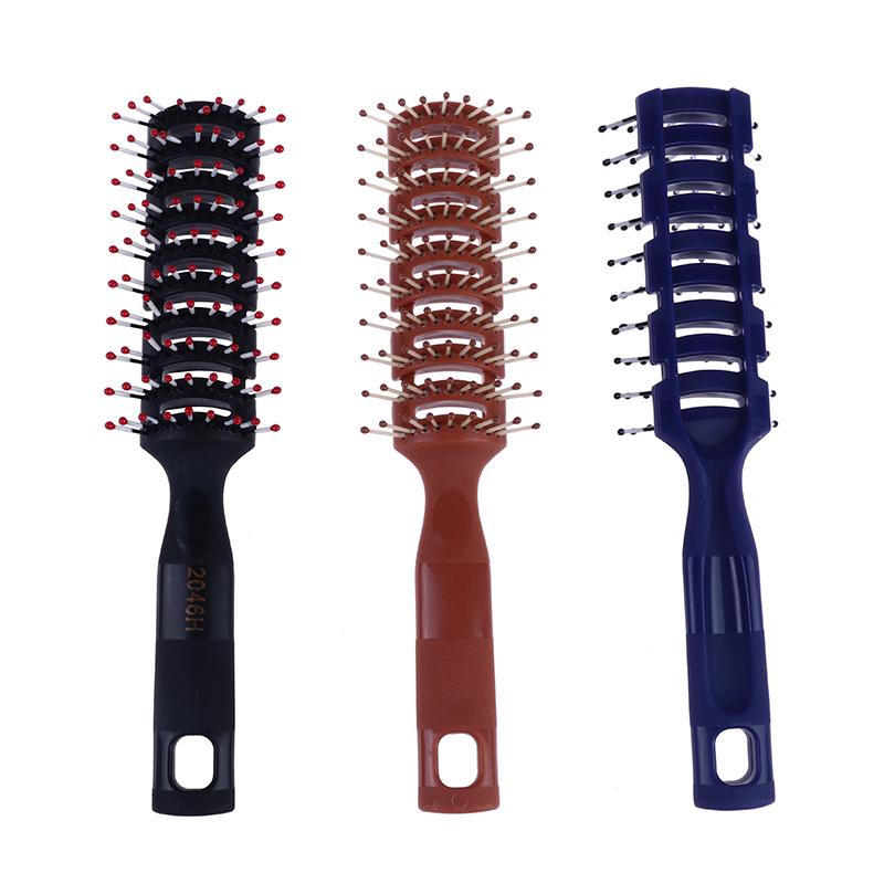 Salon Household Professional Rib Comb of Men’s Pomade Hair Styling Massage Curling Hairbrush for Inner Buckle Modeling