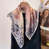 130cm Silk Square Scarf Women Large Shawls Matching Flowers Design Square Bandana Luxury Kerchief Scarf Female Foulards