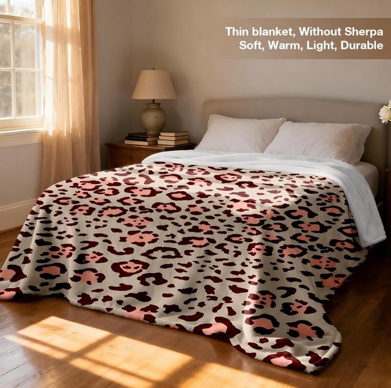 1PC Throw Leopard Pattern Animals Skin Pattern Flannel Blanket Thin Throw Soft Warm Blankets Festival Pefect Gift All Season Use