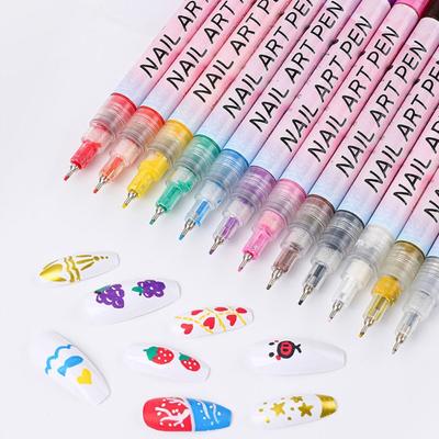 1 Stück/4 Stück/12 Stück DIY Nail Art Zeichenstift Wasserdichter Mal-Liner Neuer Nail Art Graffiti Stift