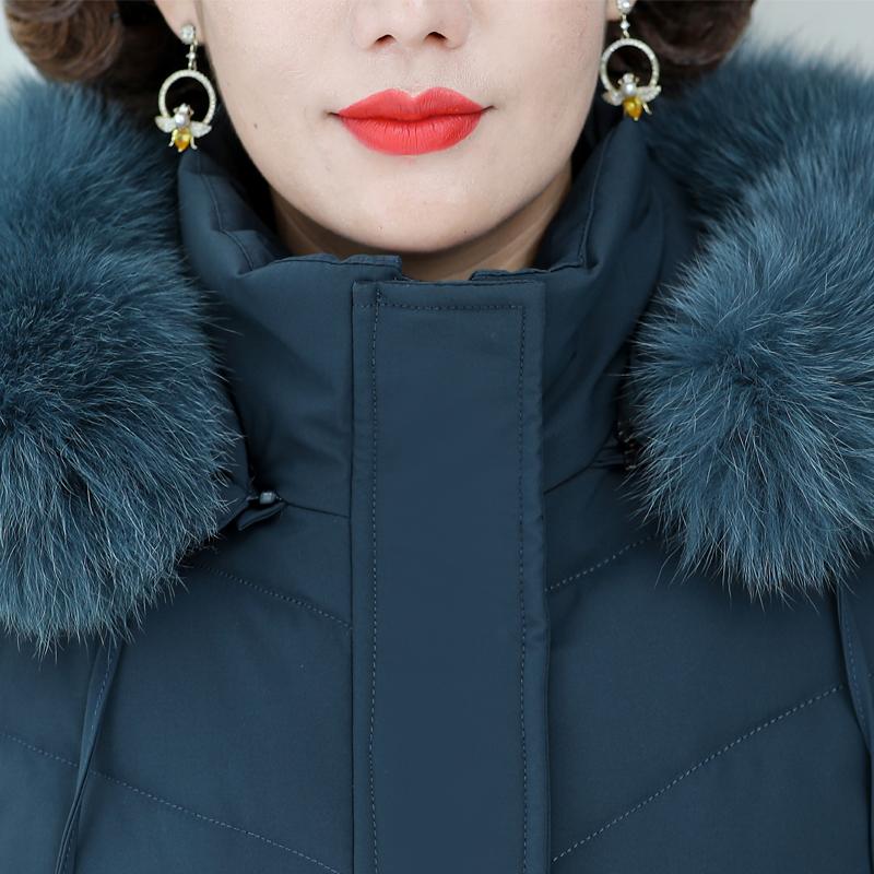 Real Fur Collar Middle Age Women's Down Coats Winter Vintage Parkas Plus Size Elegant Thick Warm Down Jackets Woman Outerwears