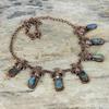 Labradorite Rough Gemstone Necklace Electroformed Copper Adjustable Chain Necklace Handmade Copper Jewelry Honey Bee Necklace Gifts for Mom