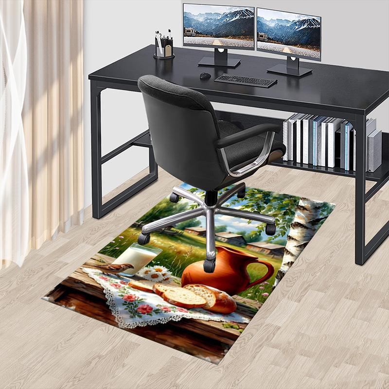 1PC Rustic Breakfast Non-Slip Floor Carpet Compatible for Office&Living Room&Bedroom&Dining Room - Flat - Weave Machine-S0328