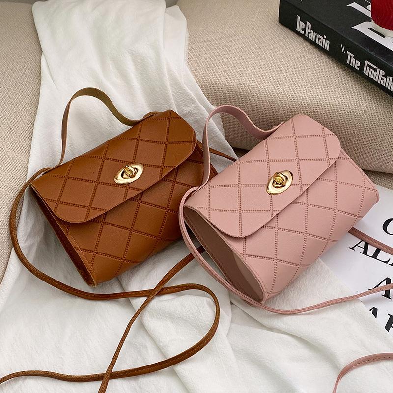 Diamond Striped Small Square Bag Korean Style Handbag Women
