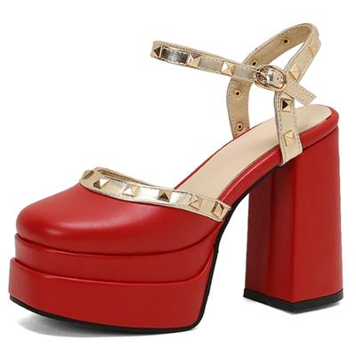 Fashion High Heels Summer Shoes For Women Sandals Platform 2024 Large Size 50 Close Toe Black White Red Party Dance Wedding Shoes Ladies