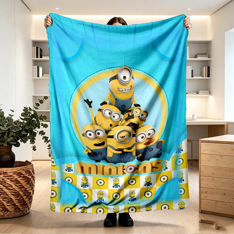 Minions Print Blanket - Soft & Comfortable, for Bedroom, Travel, Sofa, Home Decoration - Birthday Christmas Gift for Friend
