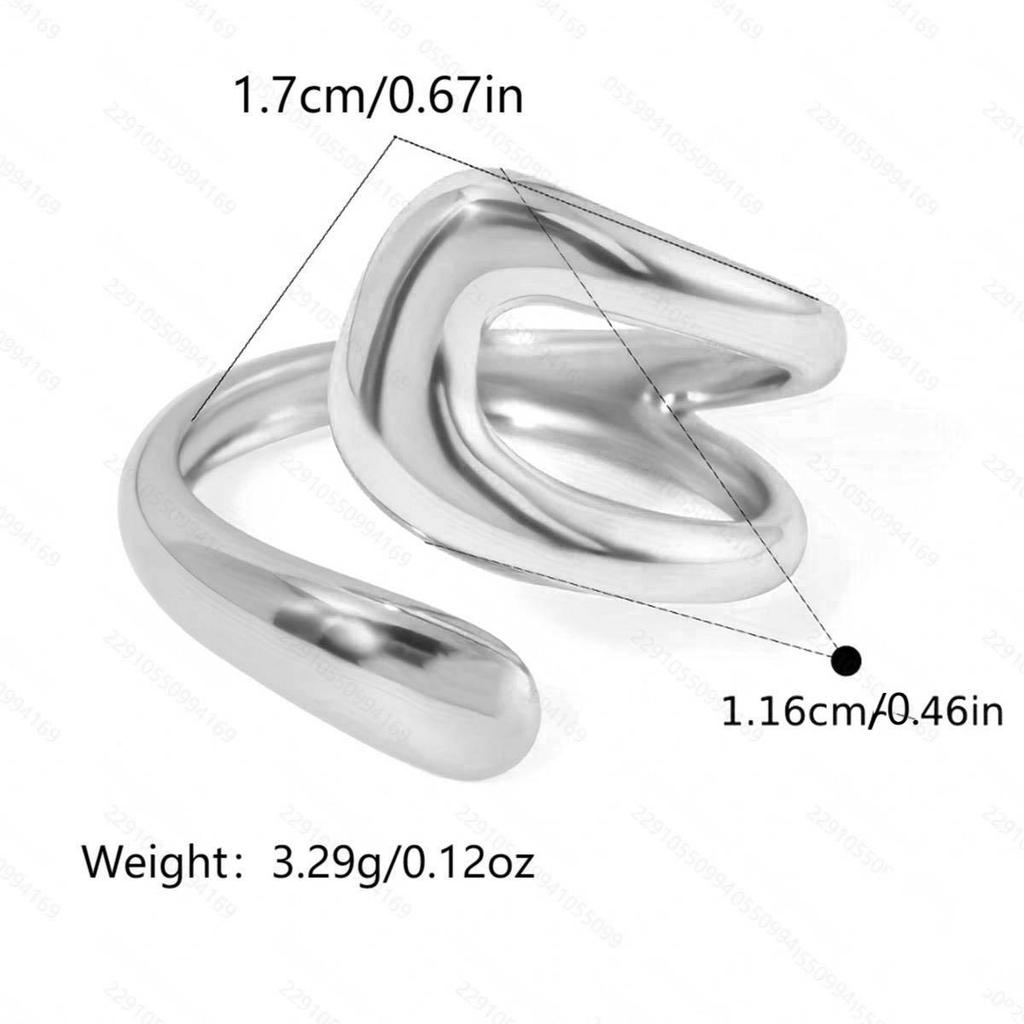 Stainless Steel U-Shaped Rings for Women Men Vintage Waterproof Water Droplet Opening Rings Minimalist Statement Charm Jewelry
