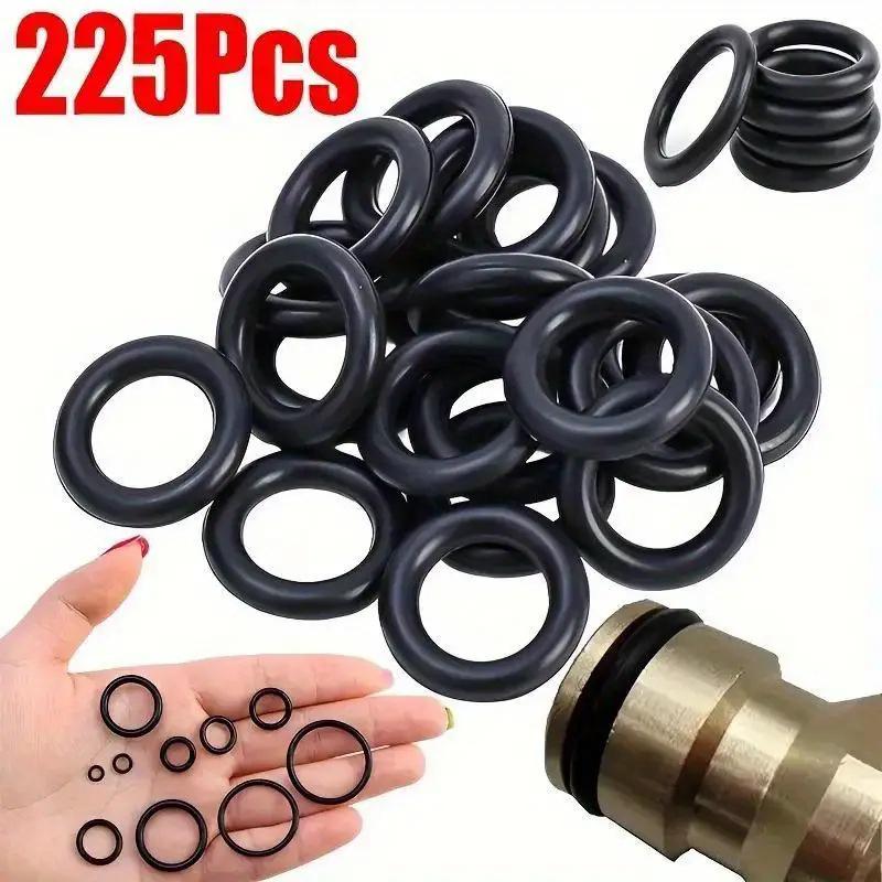 225-Piece O-Ring Assortment: Oil & Water-Resistant Rubber Seals for Automotive & Mechanical Use