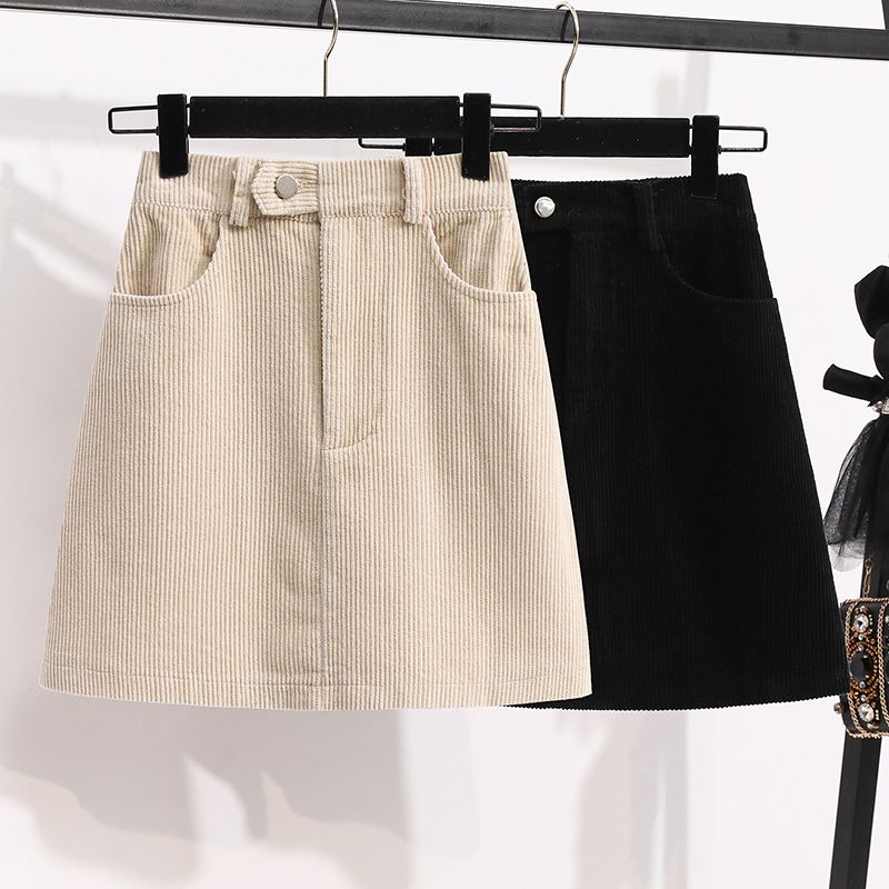 Loose Slim Looking Casual Washed Corduroy Skirt