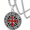 European and American New Round Plate Pendant Templar Men's Red Cross Necklace Fashion Accessories
