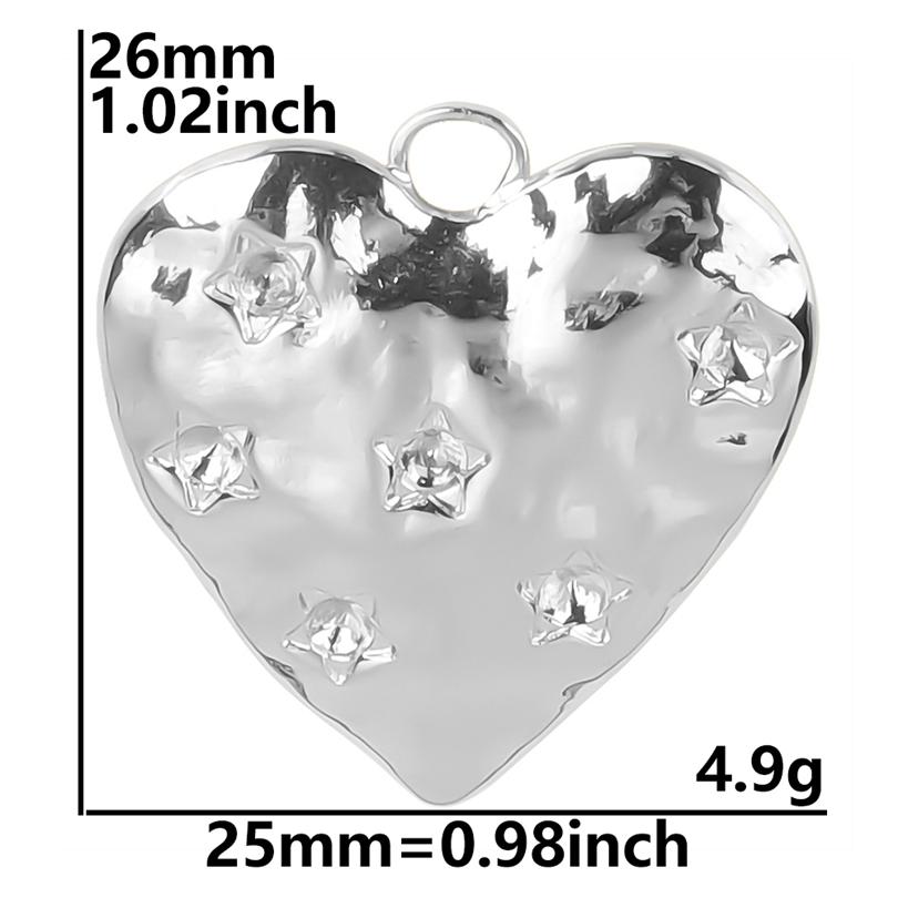 High Quality 6pcs Silver Color Heart Charm Stainless Steel Charms For Jewelry Making Pendnat Breloque Acier Inoxydable Materials