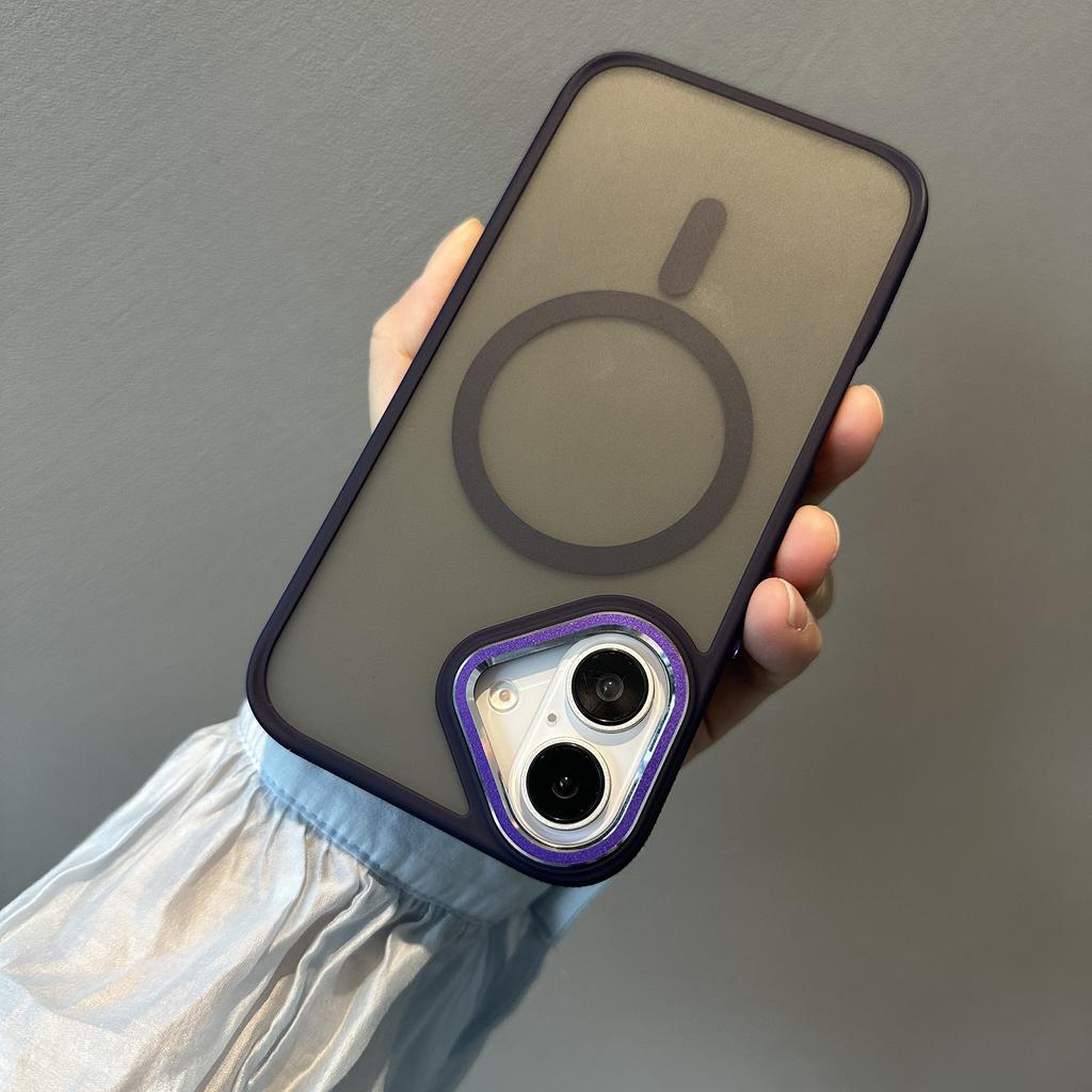 For iPhone 16 Case Compatible with MagSafe Colored Edge PC+TPU Phone Cover