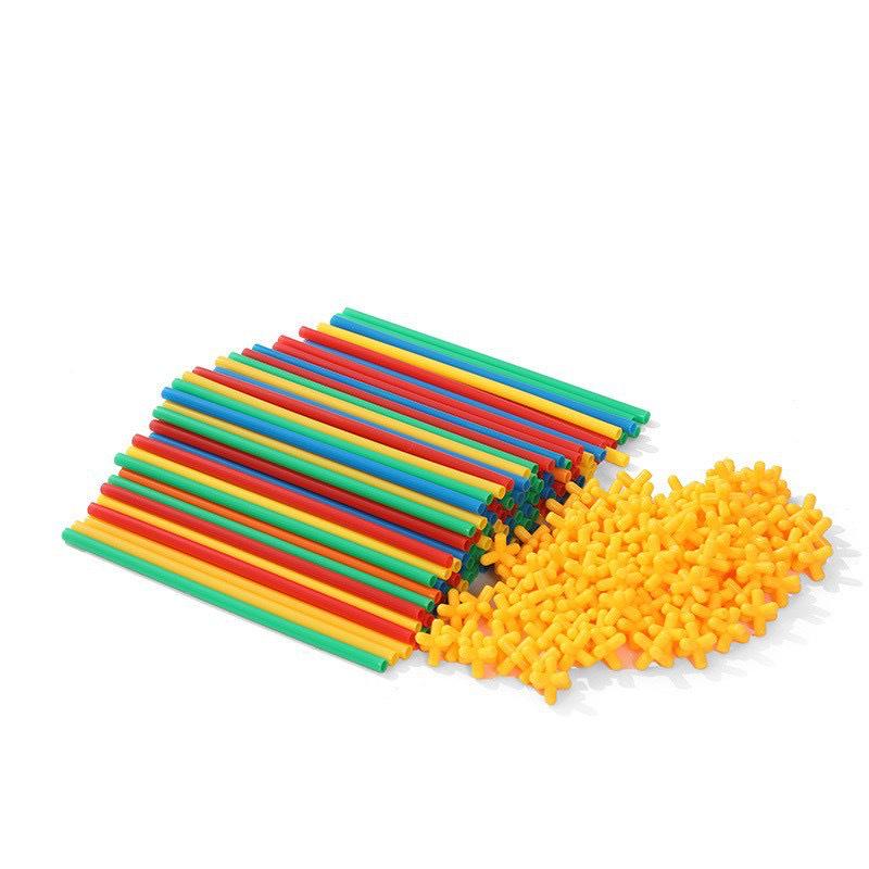 Children's Handmade Interlocking Straw Block House Toy Set