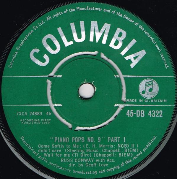 7inch Record RUSS CONWAY - Piano Pops No. 9 45DB4322 Columbia 1959 UK Jazz Used