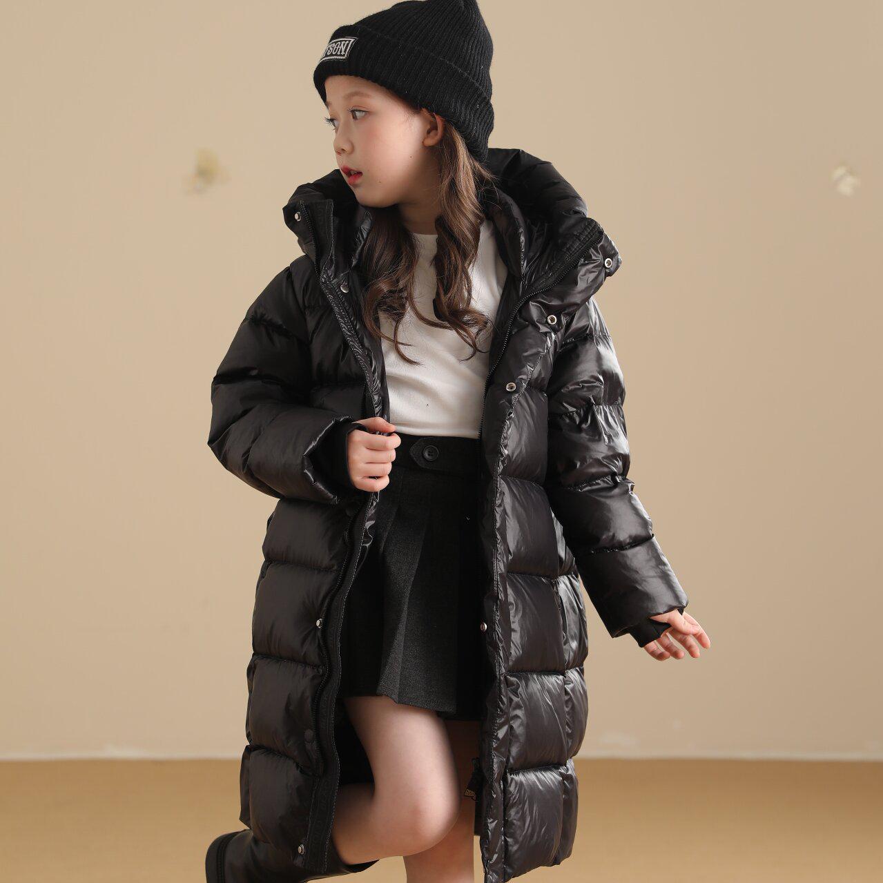 

2025 Черное золото Детское толстое пуховое пальто средней длины - Модная одежда для родителей и детей 120 чёрный