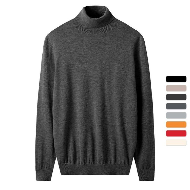 Men Autumn Winter Merino Pure Wool Knitted Turtleneck Sweater Warm S