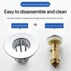 Bathroom Sink Drain Plug, Universal Push Sink Pop-up Chrome Sink Filter, Universal Stainless Steel Rebound Drain Plug Filter