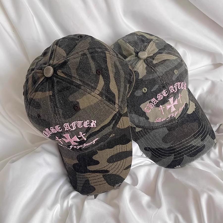 Retro old cross-stitch camouflage baseball cap for men and women matching face small new casual soft top Sun baseball cap