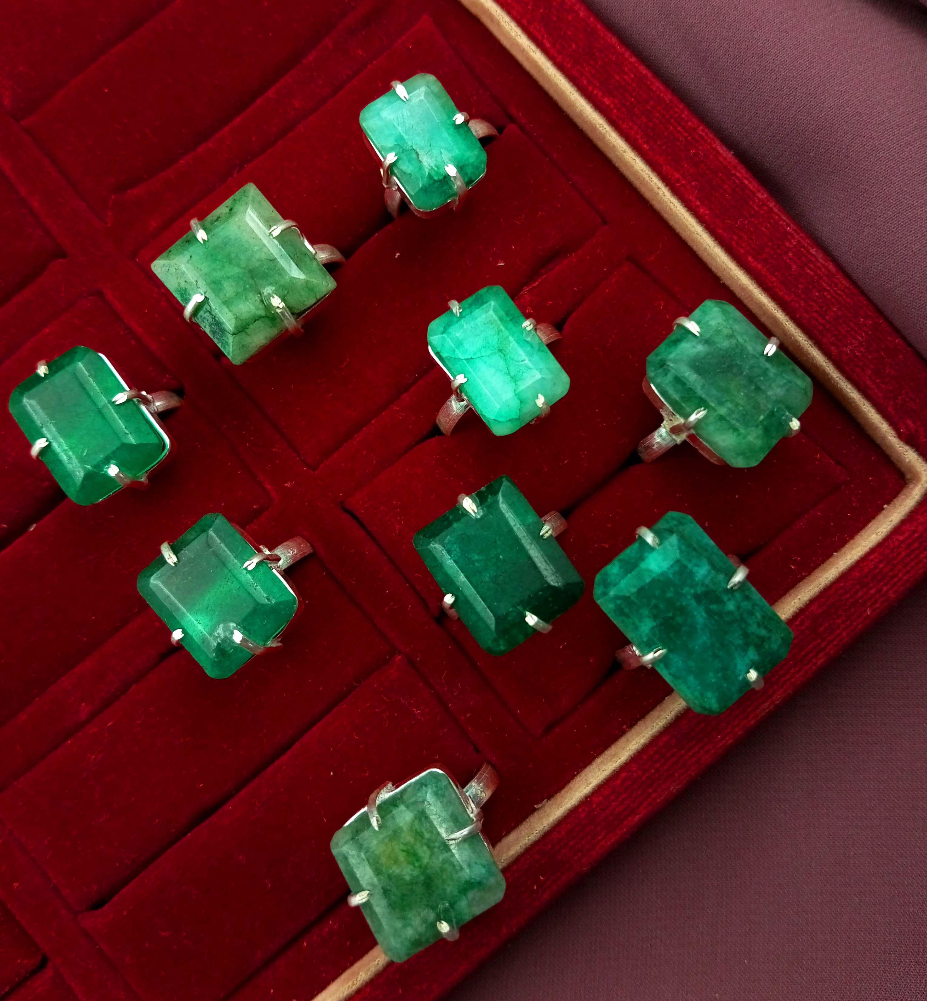 

10шт зеленый граненый топаз драгоценный камень стерлингового серебра 925 пробы оптовая партия кольца JOR-R142