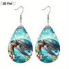 Summer Beach Dwarf/Big Turtle Pattern PU Faux Leather Earrings Trendy Female Earrings Vacation Casual Earrings Classic Water Drop Earrings
