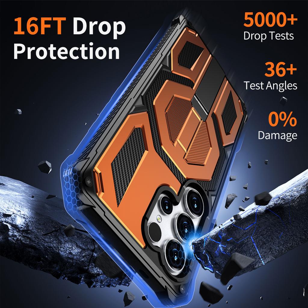 For Samsung Galaxy S25 Ultra Magnetic Case Rotating Kickstand PC + TPU Shockproof Drop-proof Phone Cover