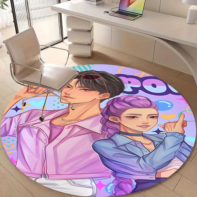 1pc KPop Demon Hunters20 Design Printed Area Round Carpet for Bedroom Living Room Home Decor Rugs Mat Non Slip Mat Rug for Bedside