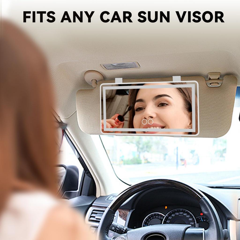 Feisate Car Sun Visor Mirror with LED Makeup Mirror Stepless Universal Design White Lights, Retrofittable, Compatible, Dimming, (Passenger