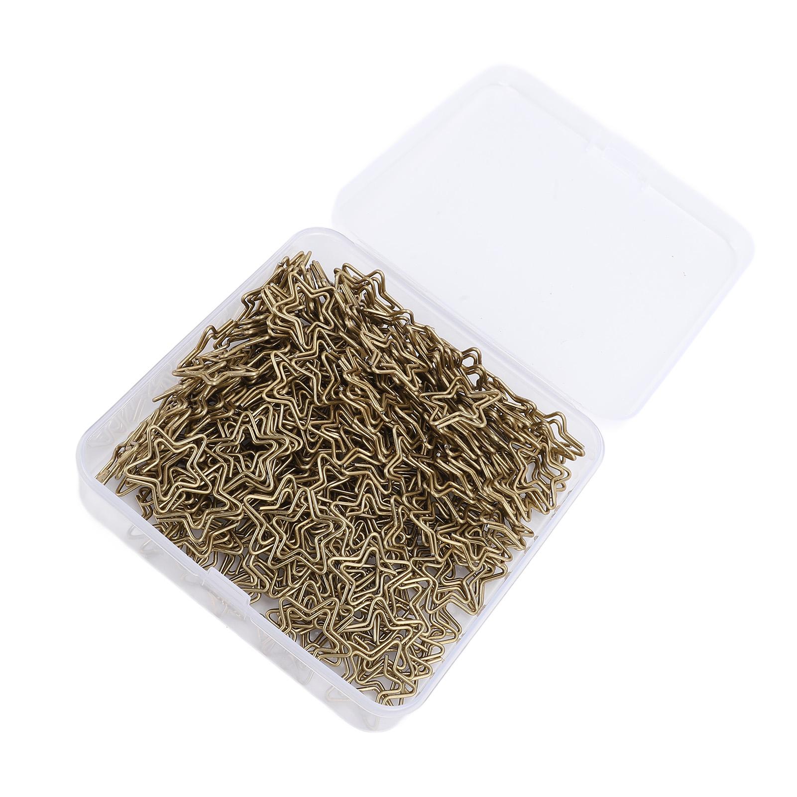 

200PCS Star Shaped Paper Clips Dark Golden Stainless Steel Non Slip Bookmarker Clip Set for Office School