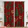 2pcs,2D Plane Printing Print Curtains Adorable Santa Hat & Scarf Polyester Easy Install (without Rod) Room Decor Perfect for