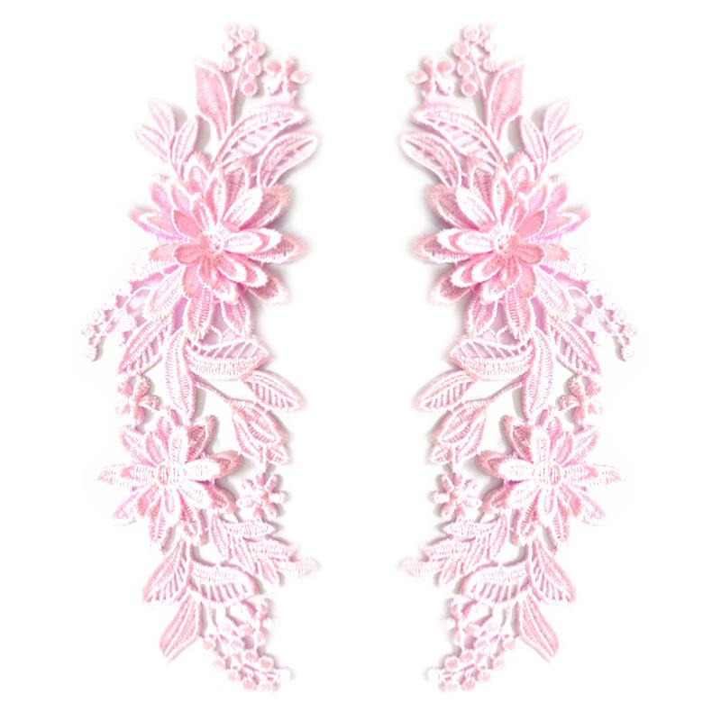 1 Paar Geborduurde Applicaties 3D Bloem Applicatie Voor Kleding Tas Kant Bloem DIY Hol Prachtige Badges Accessoires 23X8cm