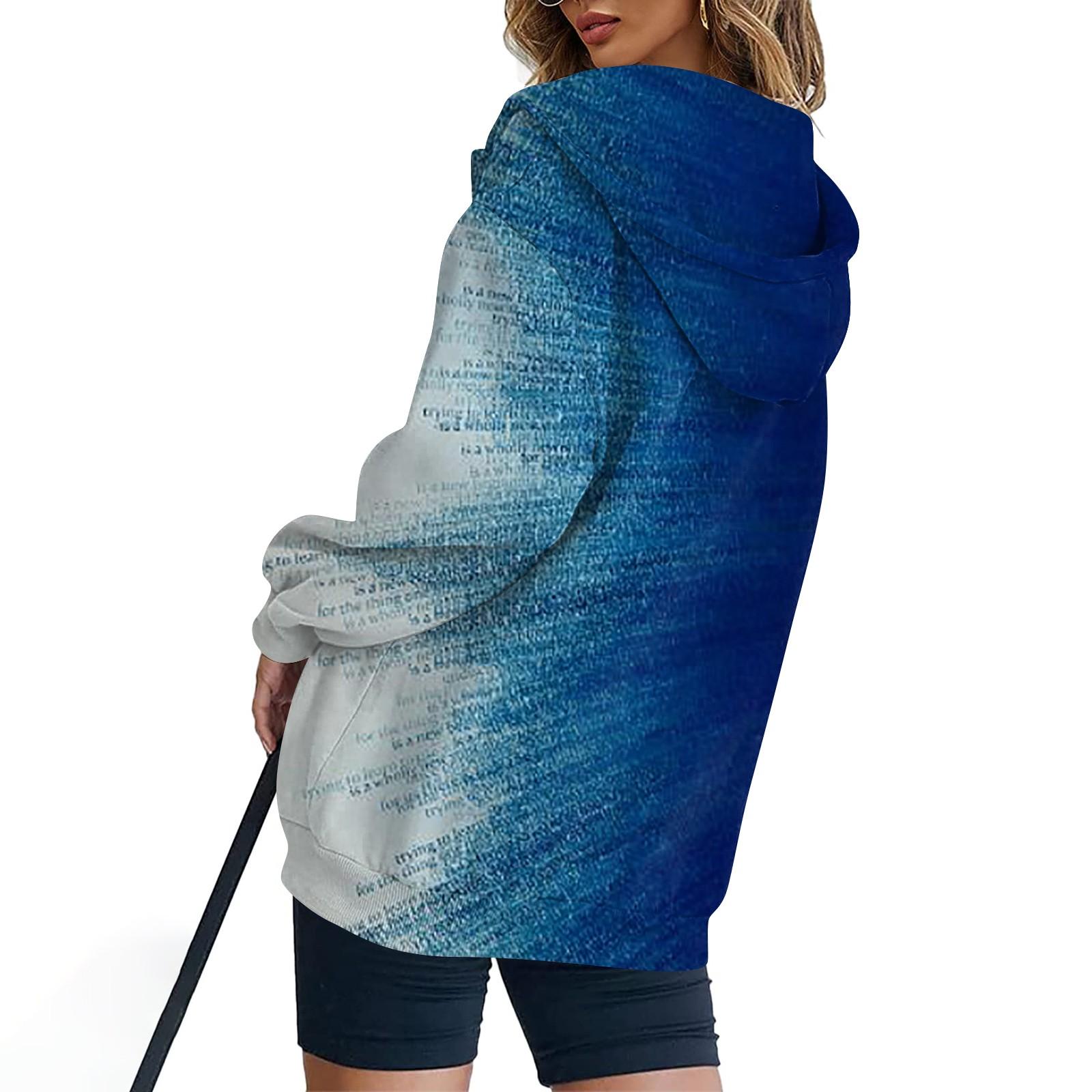 Женская модная повседневная толстовка с принтом и длинным рукавом с карманом — фото 5