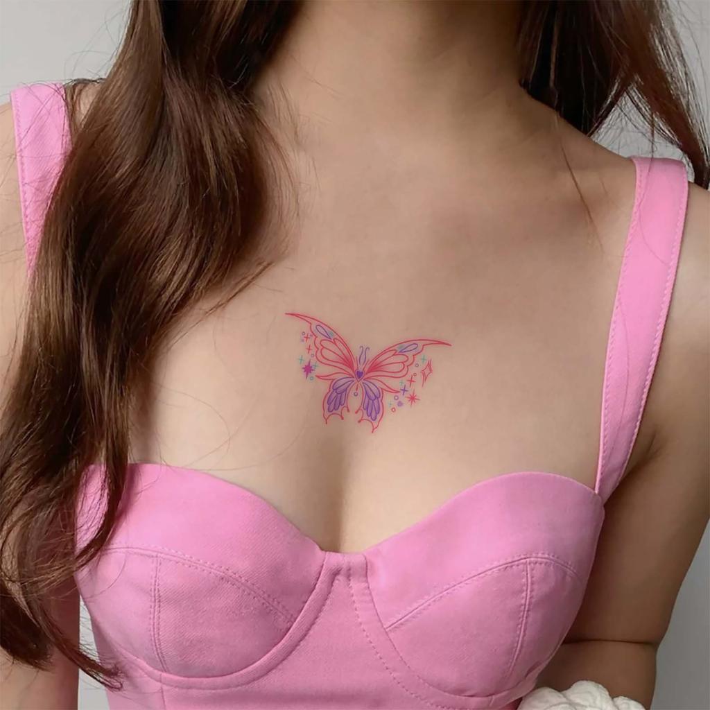 Premium Sense Simple Y2K Wind Babes Dopamine Color Butterfly Arm Clavicle Tattoo Stickers