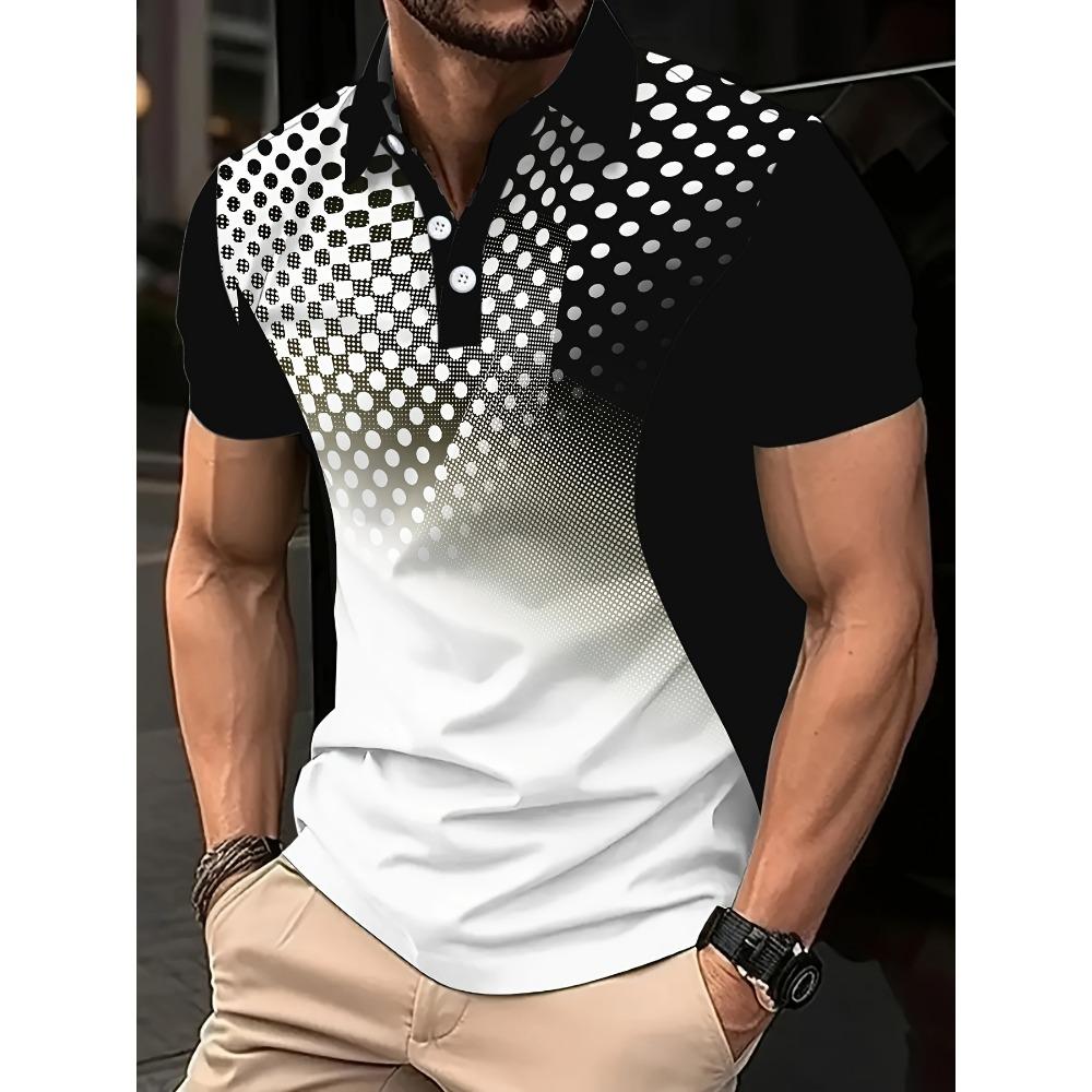 New Men Clothes Summer Short Sleeve 3D Digital Plrint Lapel Golf Polo Shirt Men Casual Tops Polo S