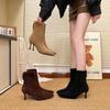 Damen Stiefel Kurz Hohe Absätze Schuhe für Damen Herbst Winter Botas Mujer Retro Spitze Stiletto Sexy Damen Absätze Stiefel Weiblich