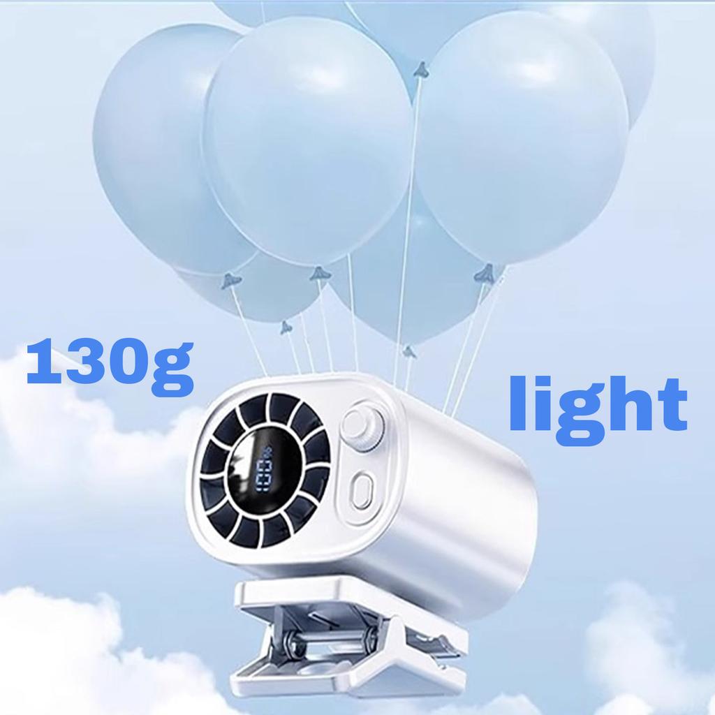 Car Clip-On Fan With LED Display - 360° Rotation, 100 Adjustable Speeds, USB Rechargeable Personal Fan 1800mAh Battery