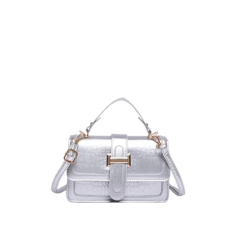 Summer retro fashion handbag women's 2024 new stone pattern small square bag versatile simple shoulder messenger bag