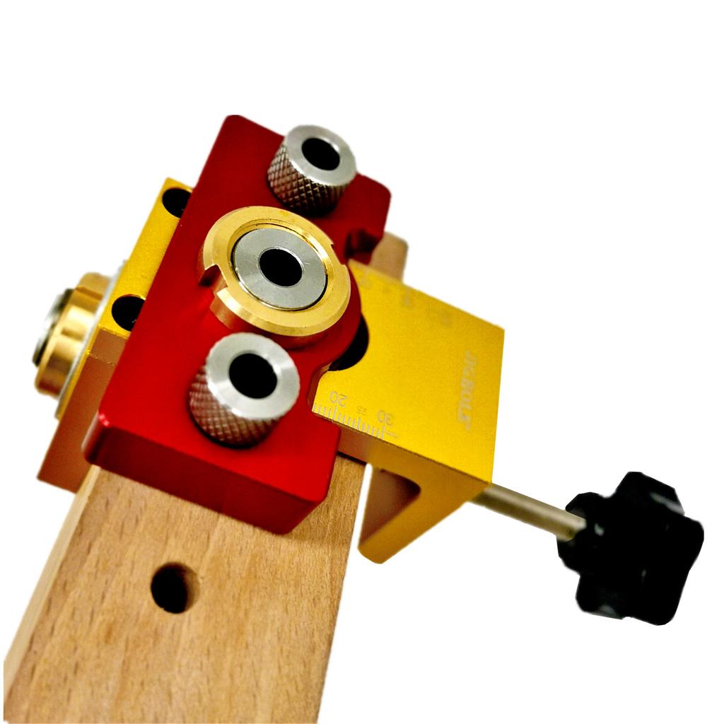 3 In 1 Dowelling Jig Master Kit Woodworking Adjustable Aluminum Drilling Guide Locator with 8/10/15mm Drill for Board Splicing